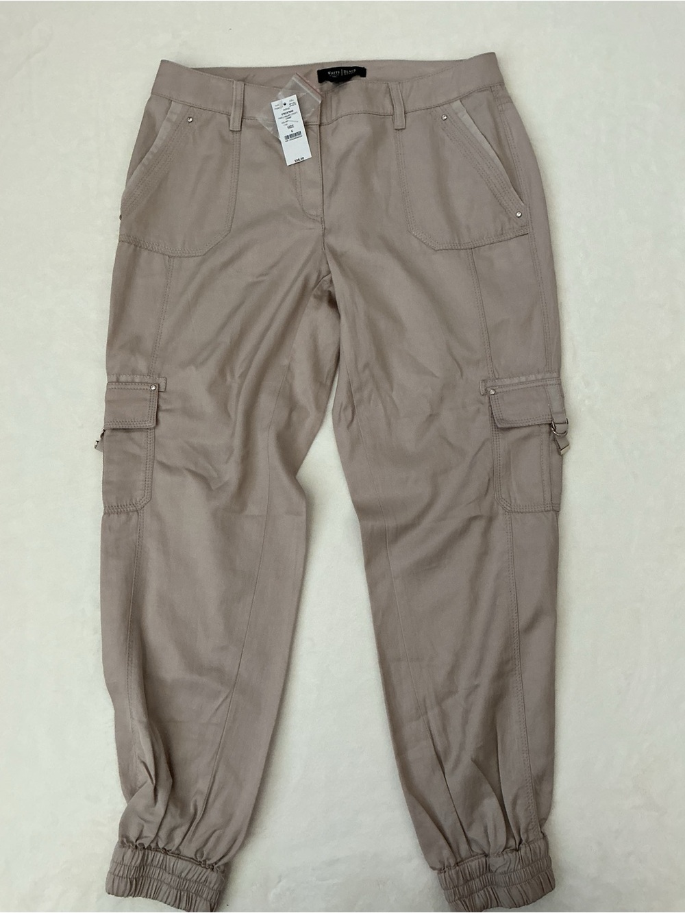 NWT White House Black Market Utility Cargo Jogger Pants Size 6 Taupe